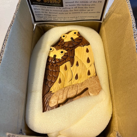 Handcrafted Wooden Owl Decor puzzle box  qvc - Picture 4 of 4